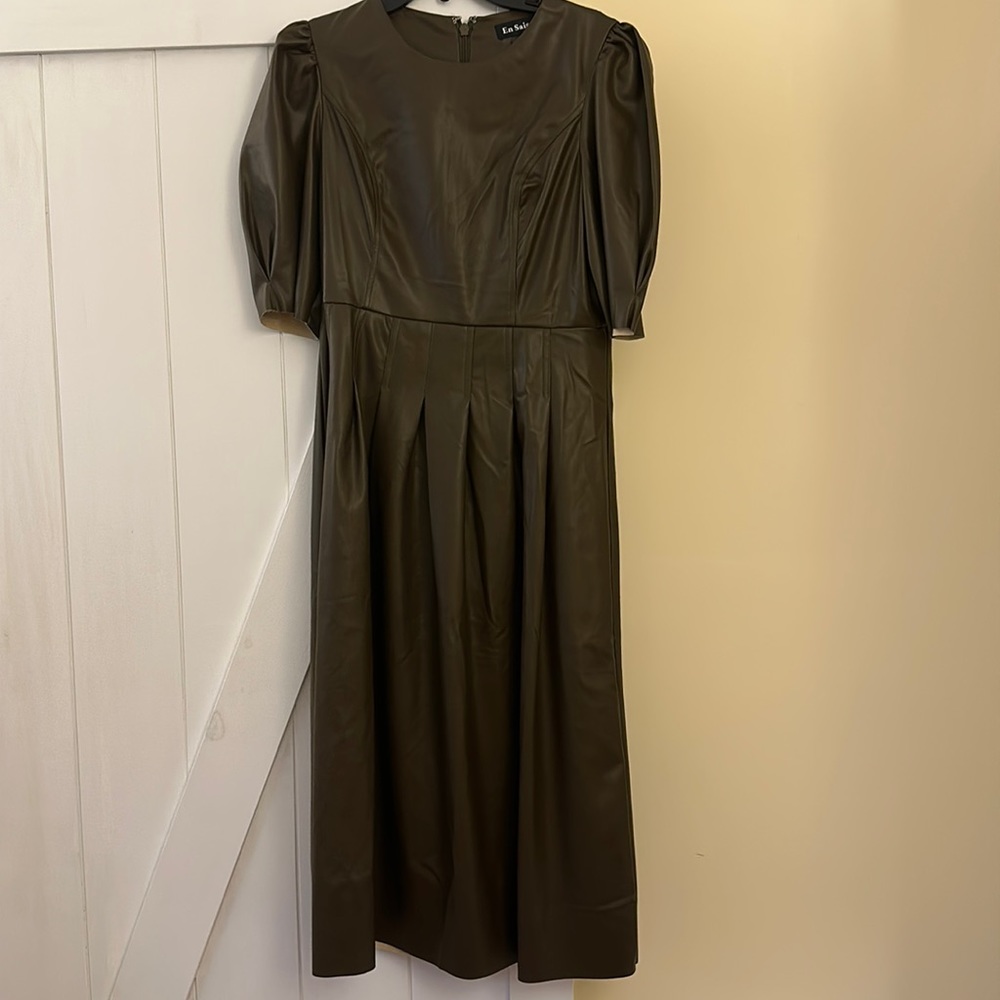 Fit and flare leather dress